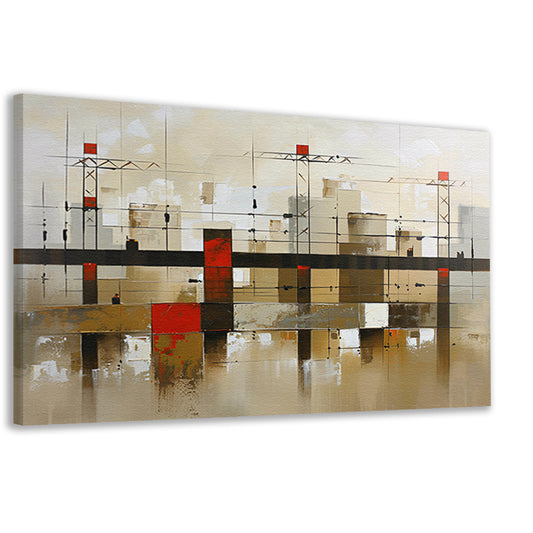 Abstracte stad met bruggen in aardetinten canvas