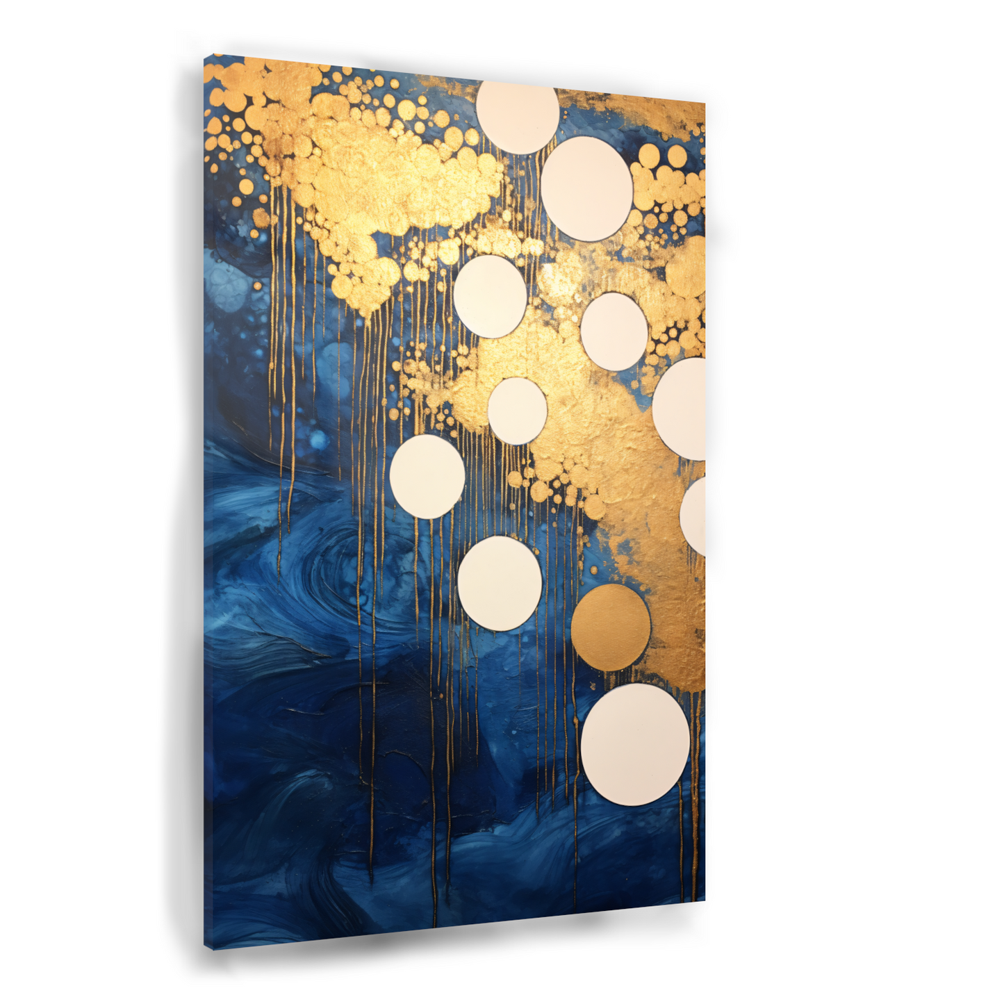 Blauw en Goud Vloeiende Cirkels Acrylglas
