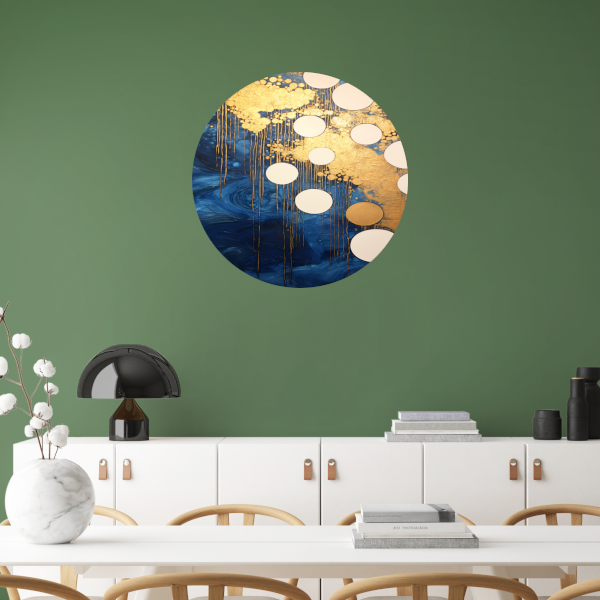 Blauw en Goud Vloeiende Cirkels forex muurcirkel