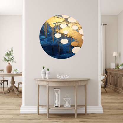 Blauw en Goud Vloeiende Cirkels forex muurcirkel