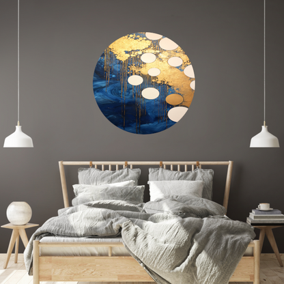 Blauw en Goud Vloeiende Cirkels forex muurcirkel