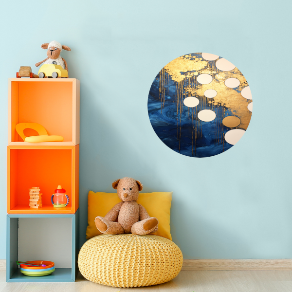 Blauw en Goud Vloeiende Cirkels forex muurcirkel