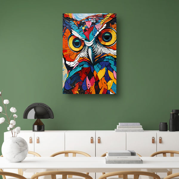 Kleurrijke abstracte uil in Popart-stijl poster