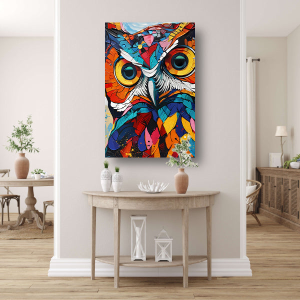 Kleurrijke abstracte uil in Popart-stijl acrylglas