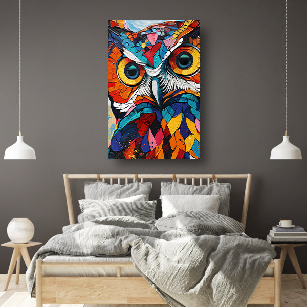 Kleurrijke abstracte uil in Popart-stijl poster