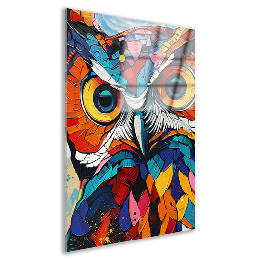 Kleurrijke abstracte uil in Popart-stijl acrylglas