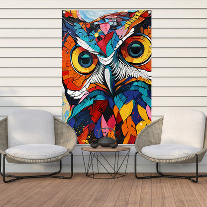 Kleurrijke abstracte uil in Popart-stijl tuinposter