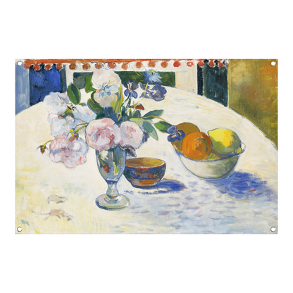 Bloemen en een fruitschaal op tafel - Paul Gauguin tuinposter