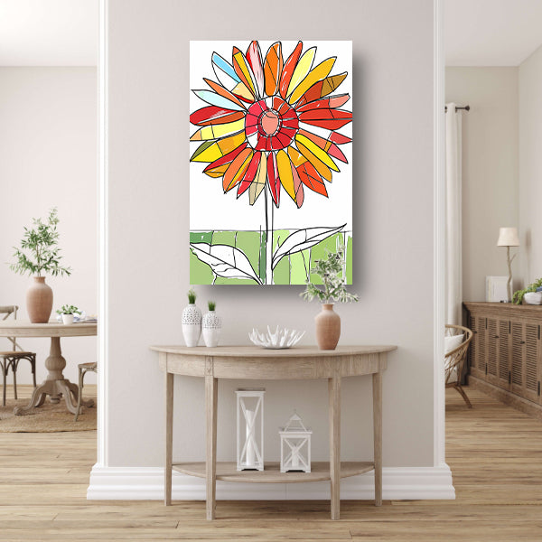 Kleurrijke abstracte illustratie van zonnebloem poster