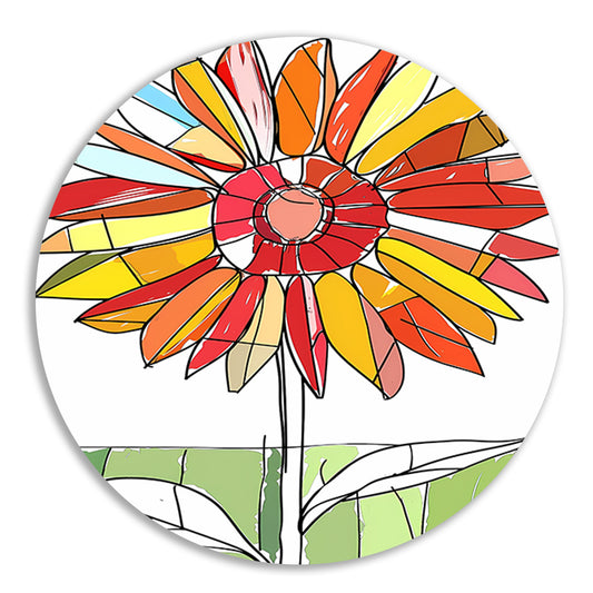 Kleurrijke abstracte illustratie van zonnebloem forex muurcirkel