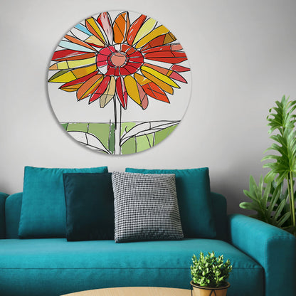Kleurrijke abstracte illustratie van zonnebloem forex muurcirkel