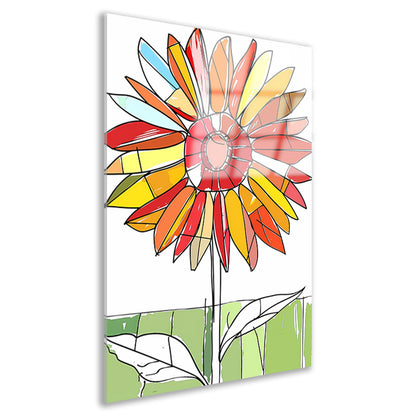 Kleurrijke abstracte illustratie van zonnebloem acrylglas