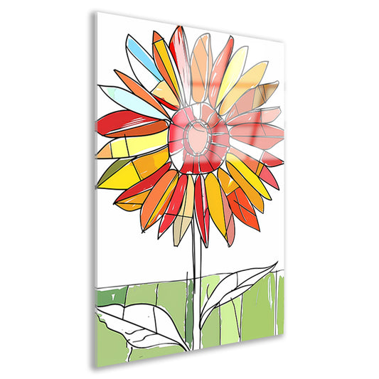 Kleurrijke abstracte illustratie van zonnebloem acrylglas