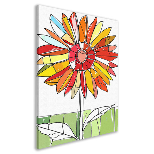 Kleurrijke abstracte illustratie van zonnebloem canvas