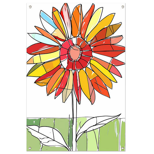 Kleurrijke abstracte illustratie van zonnebloem tuinposter