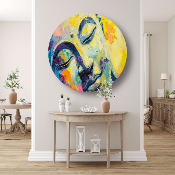 Dynamisch abstract expressionistisch olieverfschilderij in kleur forex muurcirkel