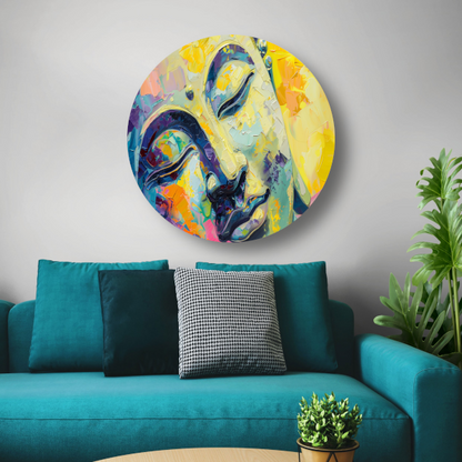 Dynamisch abstract expressionistisch olieverfschilderij in kleur forex muurcirkel