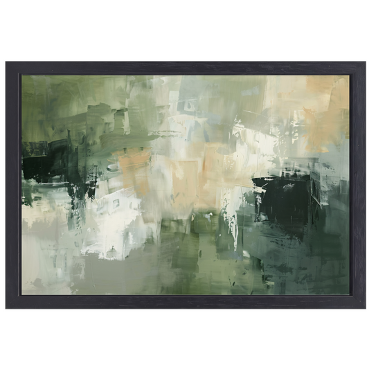 Samenspel van Groen, Grijs en Beige canvas met baklijst