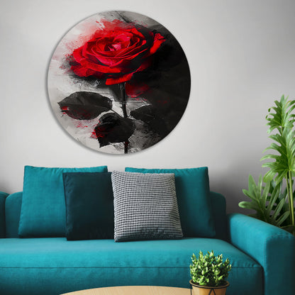 Expressieve rode roos met abstracte achtergrond forex muurcirkel