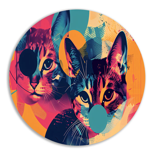 Kleurrijke abstracte katten in geometrische vormen forex muurcirkel