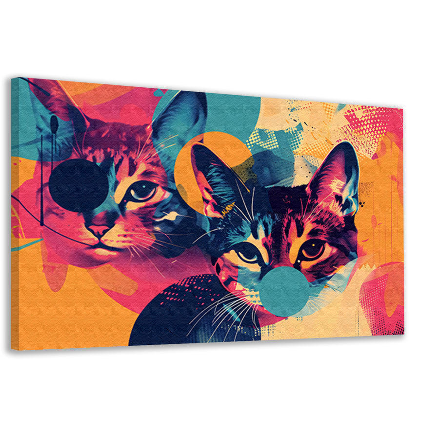 Kleurrijke abstracte katten in geometrische vormen canvas