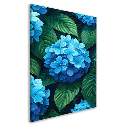 Digitale kunstprint van blauwe bloemen canvas