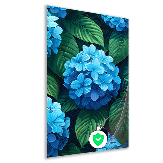 Digitale kunstprint van blauwe bloemen poster