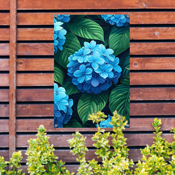 Digitale kunstprint van blauwe bloemen tuinposter