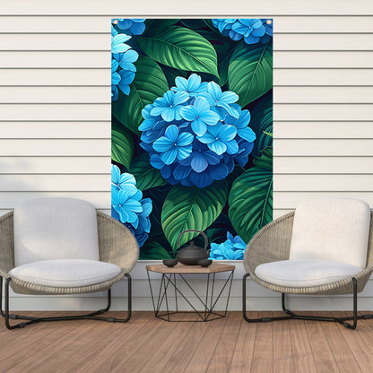 Digitale kunstprint van blauwe bloemen tuinposter