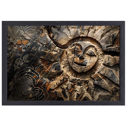 Houten zonnesculptuur canvas met baklijst