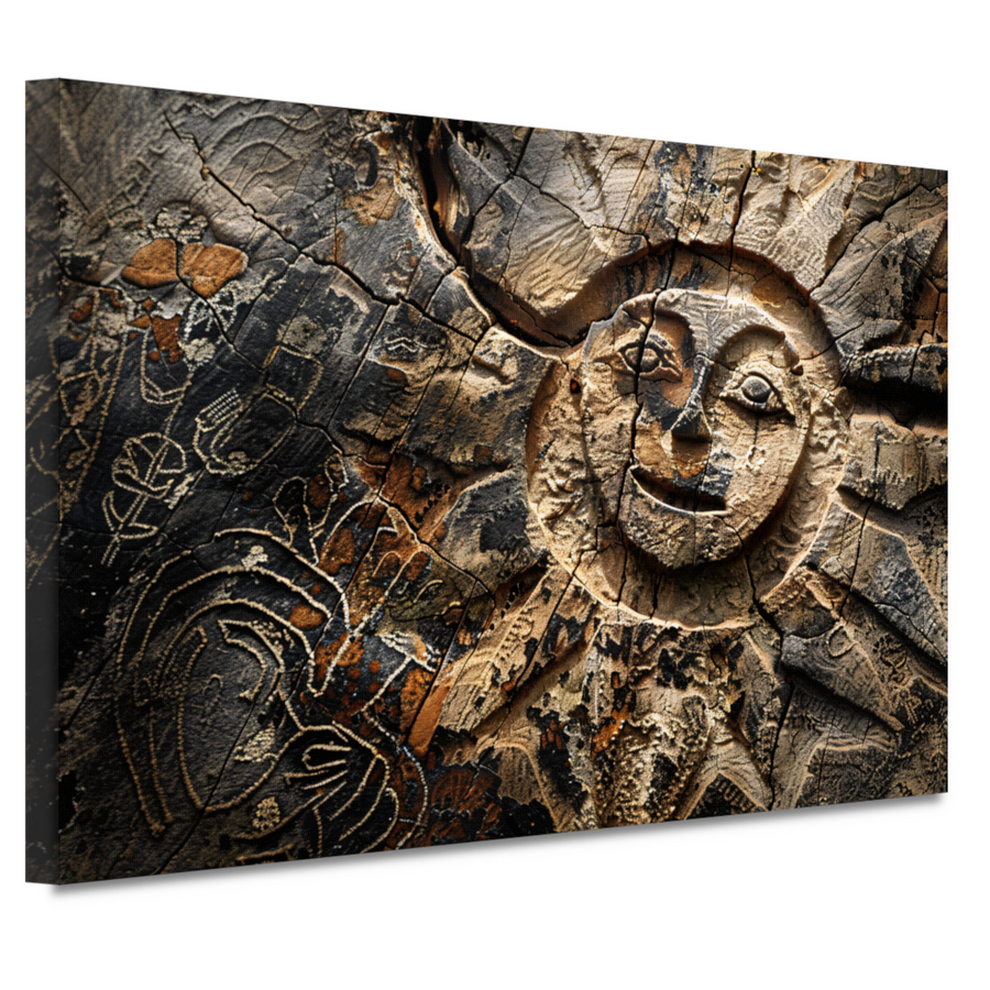 Houten zonnesculptuur canvas