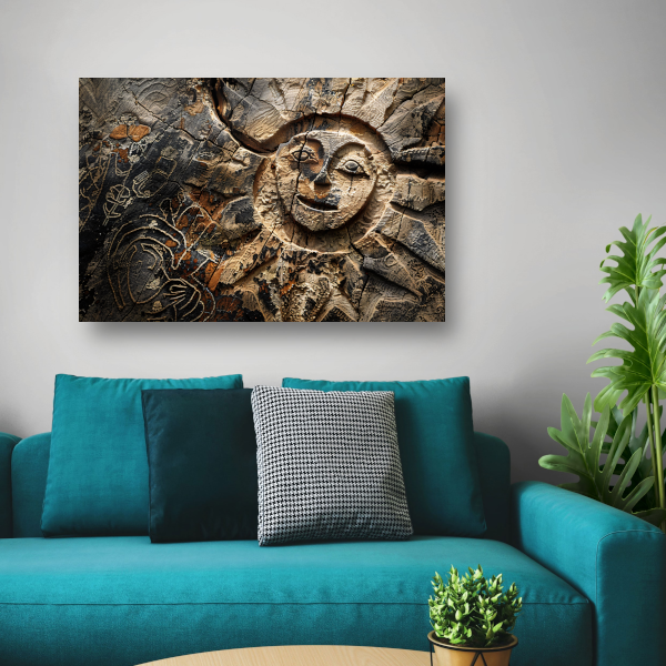 Houten zonnesculptuur poster