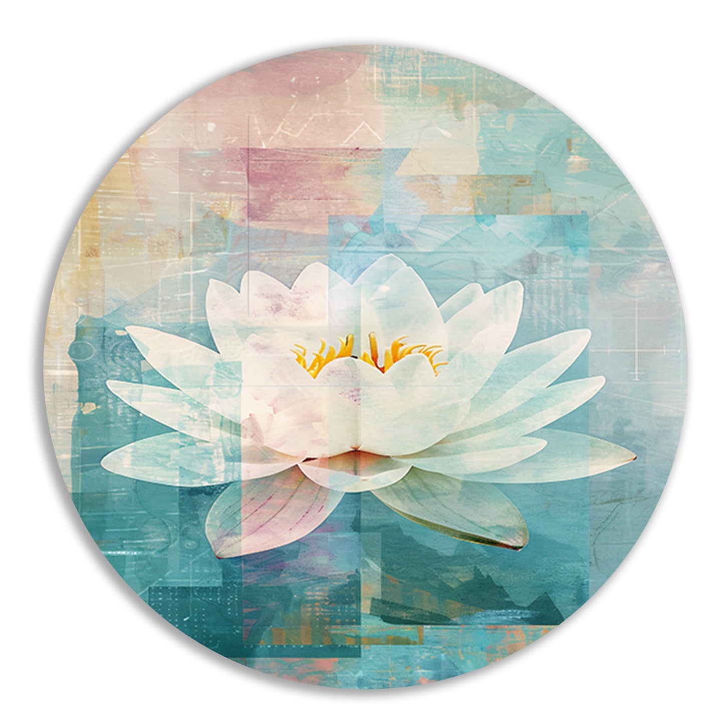 Abstracte schildering van een waterlelie forex muurcirkel