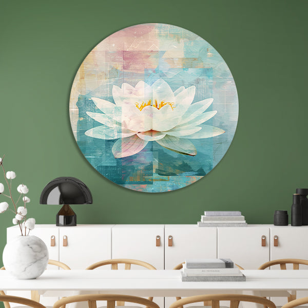 Abstracte schildering van een waterlelie forex muurcirkel