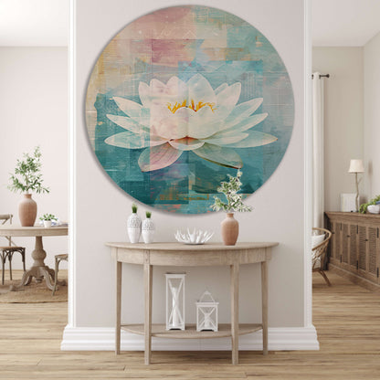 Abstracte schildering van een waterlelie forex muurcirkel