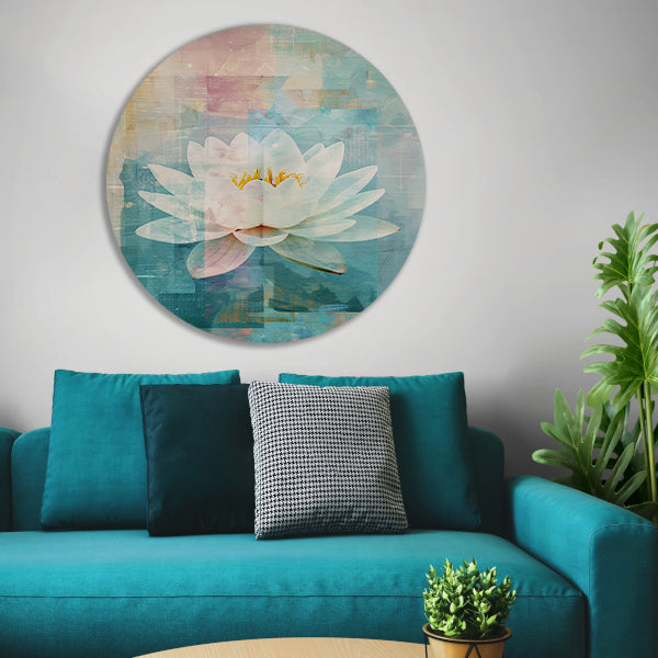 Abstracte schildering van een waterlelie forex muurcirkel