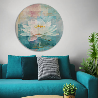 Abstracte schildering van een waterlelie forex muurcirkel