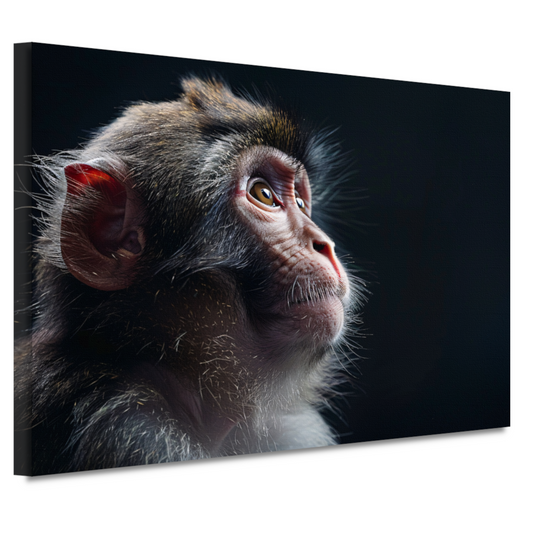 Reflectieve Blik van een Aap in het Duister canvas
