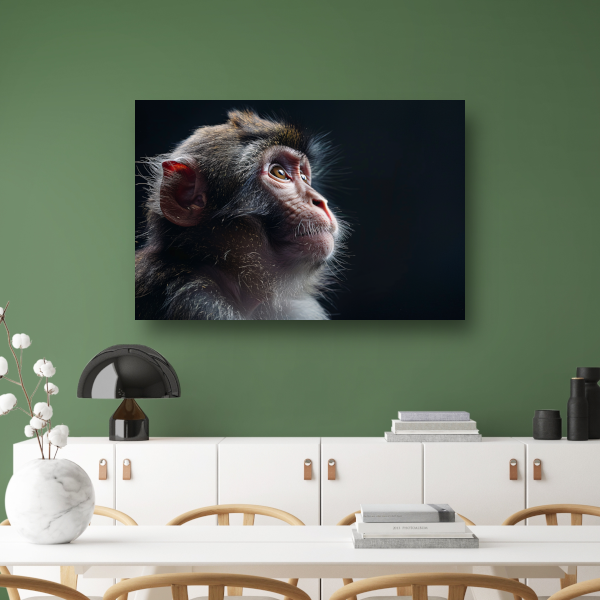 Reflectieve Blik van een Aap in het Duister poster