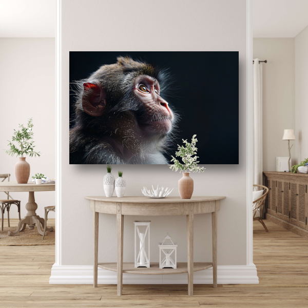 Reflectieve Blik van een Aap in het Duister poster