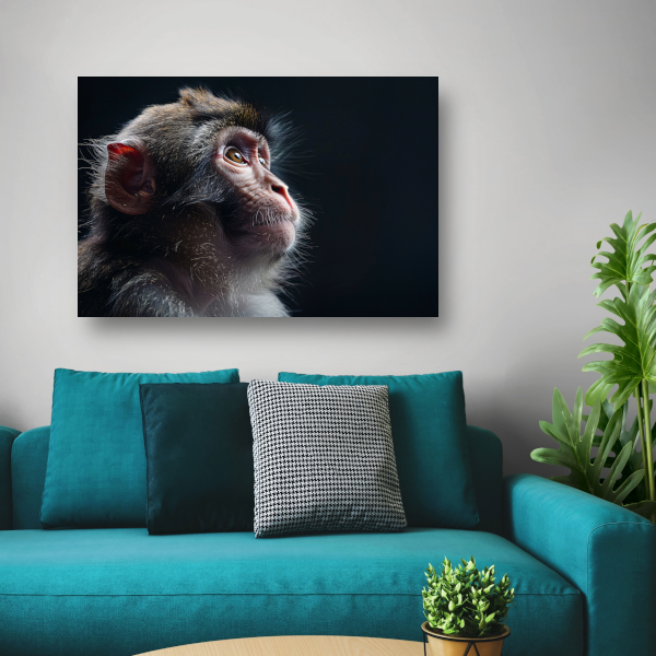 Reflectieve Blik van een Aap in het Duister poster