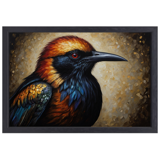 Levendige Aviaire Elegantie in Textuur en Kleur canvas met baklijst
