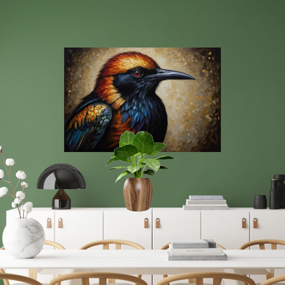 Levendige Aviaire Elegantie in Textuur en Kleur poster