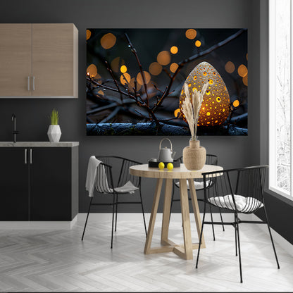 Goud Ei op Tak canvas met baklijst
