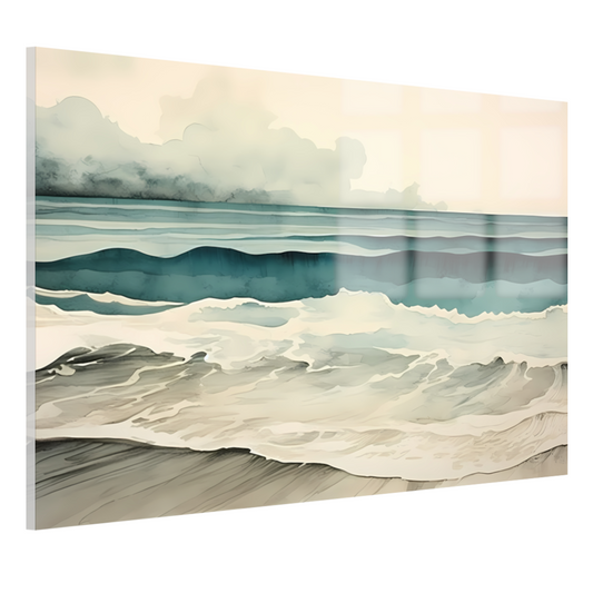 Rustige Zee met Wolken Panorama acrylglas