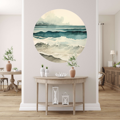 Rustige Zee met Wolken Panorama forex muurcirkel