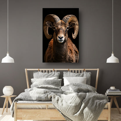 Indrukwekkende Ram met Elegante Krullende Hoorns canvas