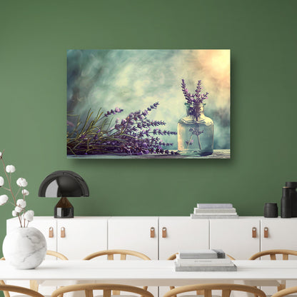 Lavendel stilleven in glas poster