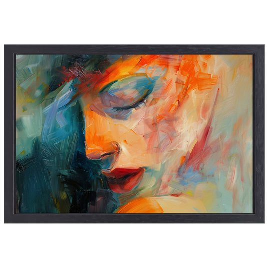 Vrouwelijke Essentie in Expressieve Kleuren canvas met baklijst