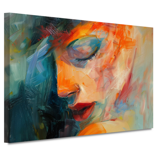 Vrouwelijke Essentie in Expressieve Kleuren canvas